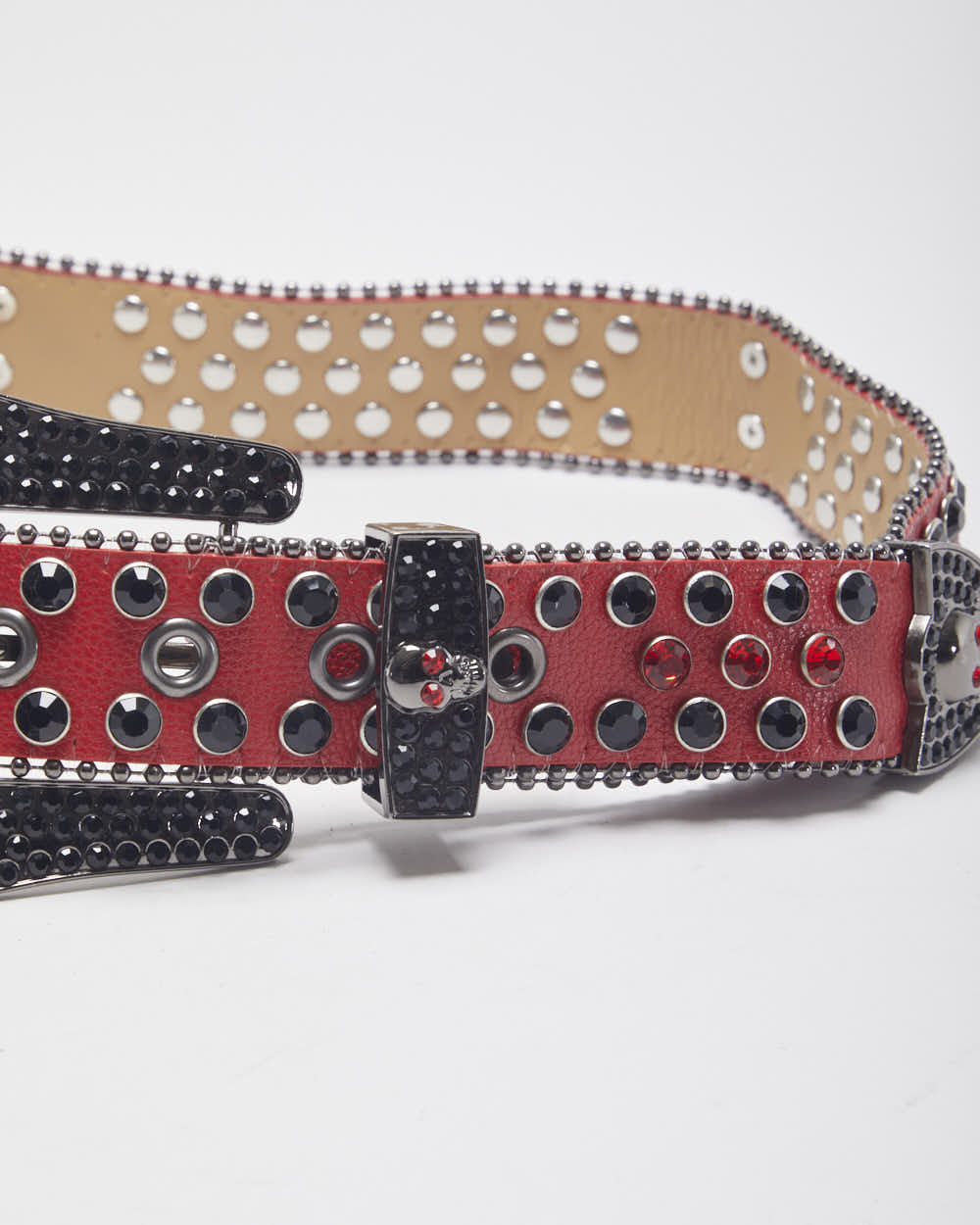 Y2k 00s Rhinestone Red Belt W28-W35