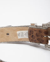 Y2k 00s Leather Rhinestone Leopard Print Belt - W26-W30