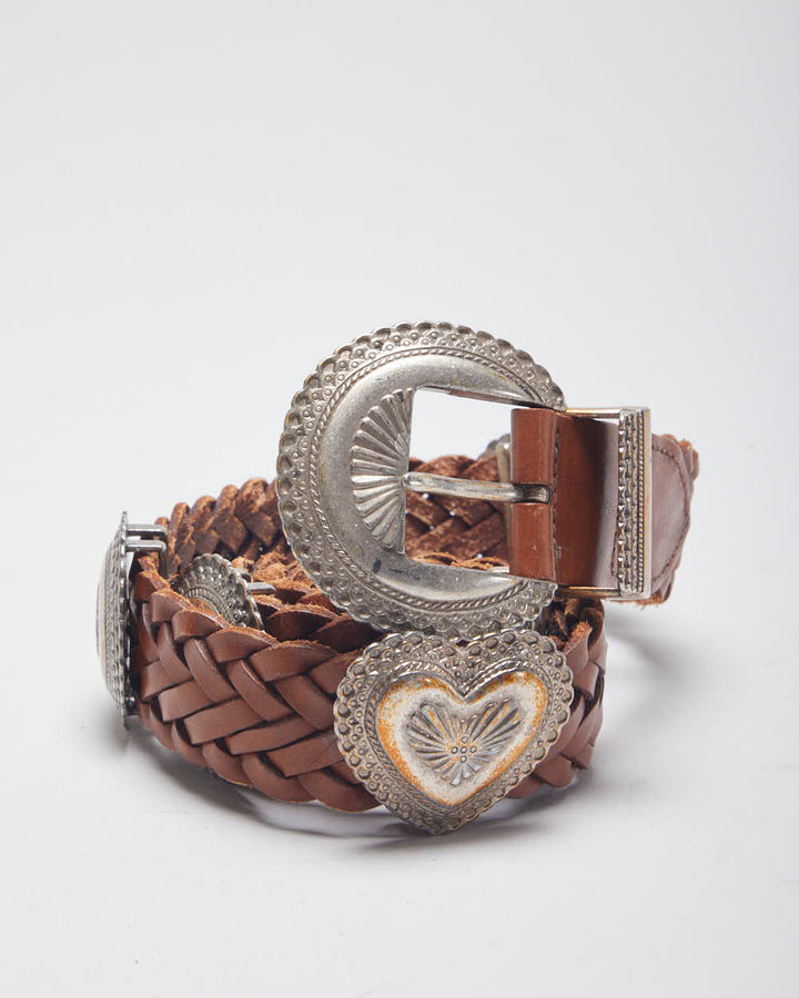 Vintage Brighton Braided Leather Belt - One Size