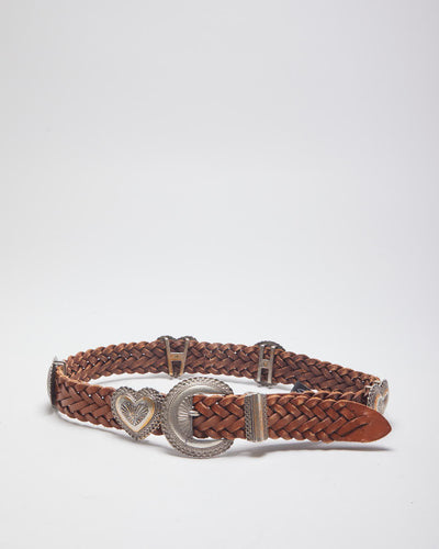 Vintage Brighton Braided Leather Belt - One Size