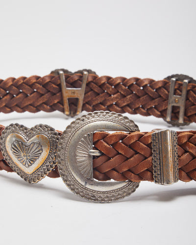 Vintage Brighton Braided Leather Belt - One Size