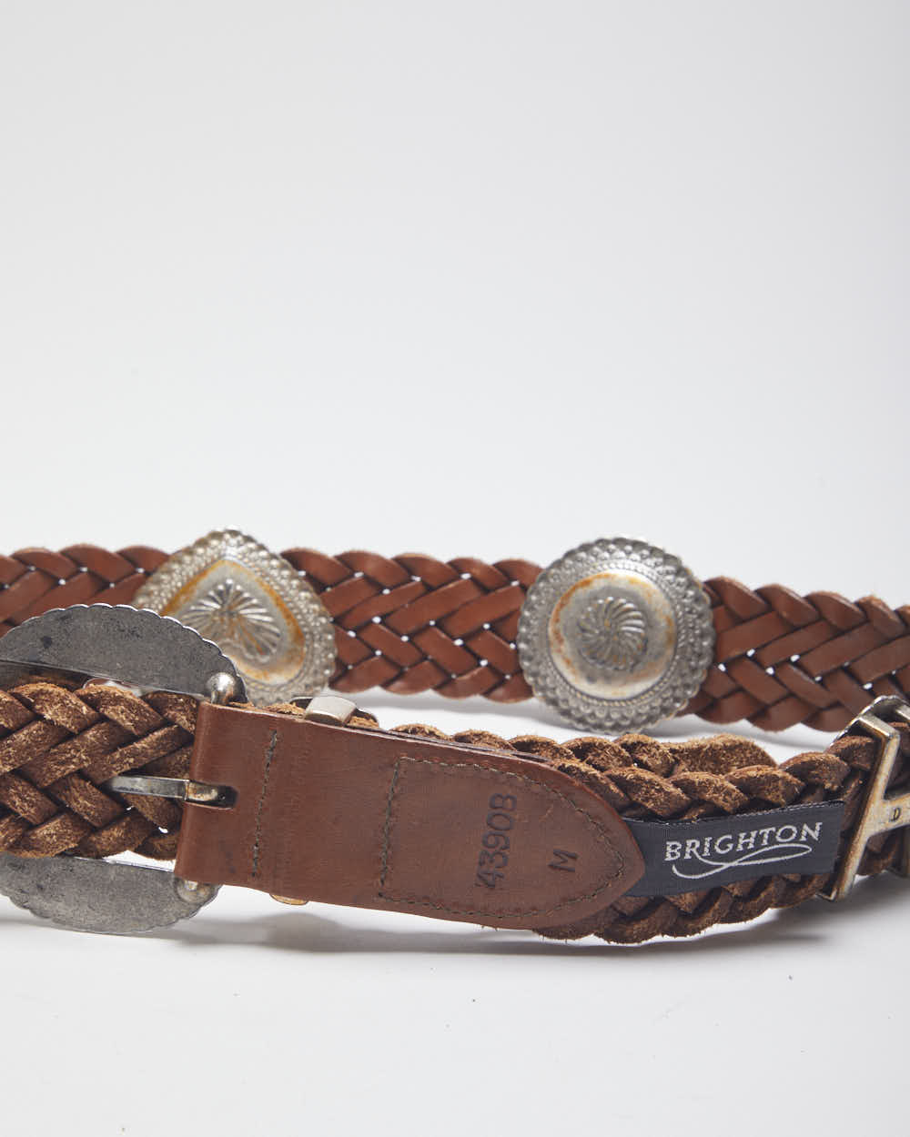 Vintage Brighton Braided Leather Belt - One Size