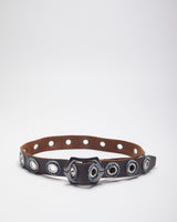 Vintage Leather Denim Eyelet Belt - W6-W39
