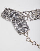 Vintage Silver Toned Chunky Patterned Chain Style Belt - W25-32