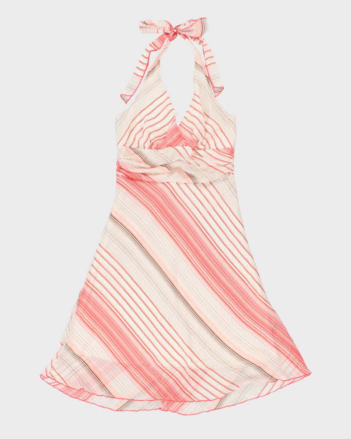 Vintage Y2k 2000s Speechless Horizontal Stripe Halter Neck Dress - M
