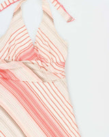 Vintage Y2k 2000s Speechless Horizontal Stripe Halter Neck Dress - M