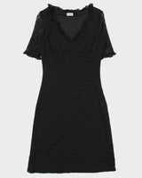 Vintage 1990s Mantique Lace Ruffle V Neck Dress - M