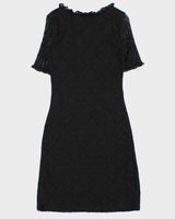 Vintage 1990s Mantique Lace Ruffle V Neck Dress - M