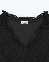 Vintage 1990s Mantique Lace Ruffle V Neck Dress - M