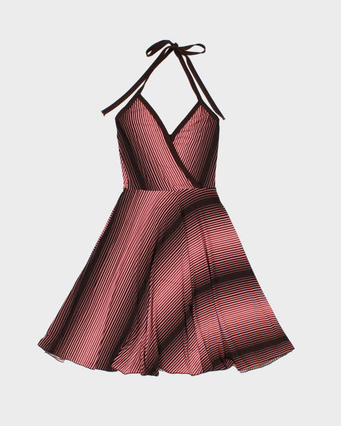 Vintage Y2k 2000s Ruby Rox Horizontal Striped Halter Neck Dress - S