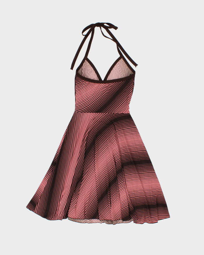 Vintage Y2k 2000s Ruby Rox Horizontal Striped Halter Neck Dress - S