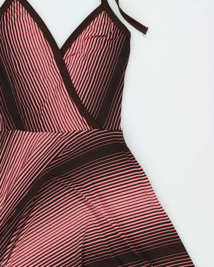 Vintage Y2k 2000s Ruby Rox Horizontal Striped Halter Neck Dress - S