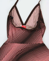 Vintage Y2k 2000s Ruby Rox Horizontal Striped Halter Neck Dress - S