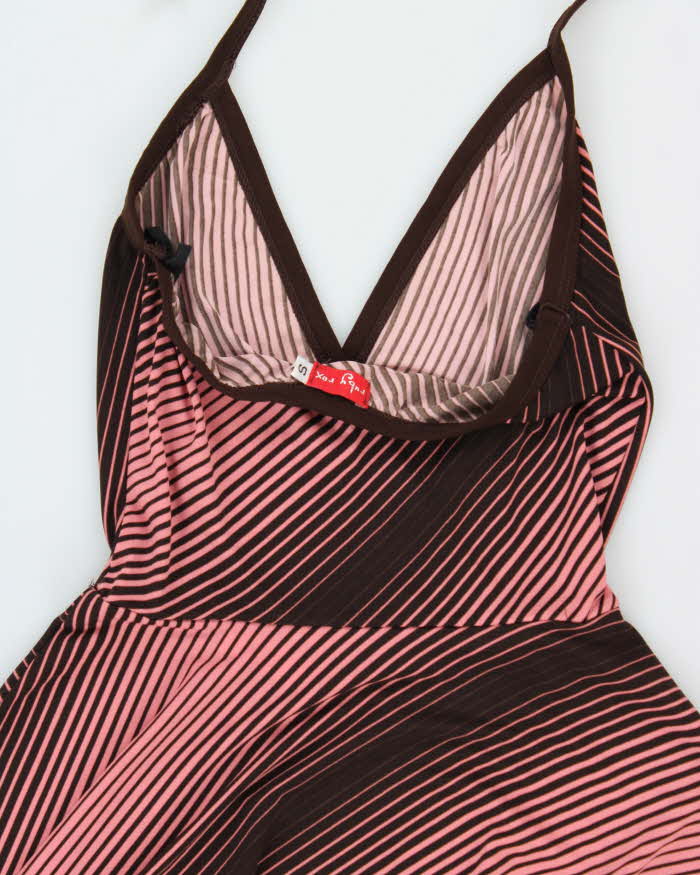Vintage Y2k 2000s Ruby Rox Horizontal Striped Halter Neck Dress - S