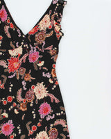 Vintage 1990s La Belle Lined Mesh Floral Dress - S