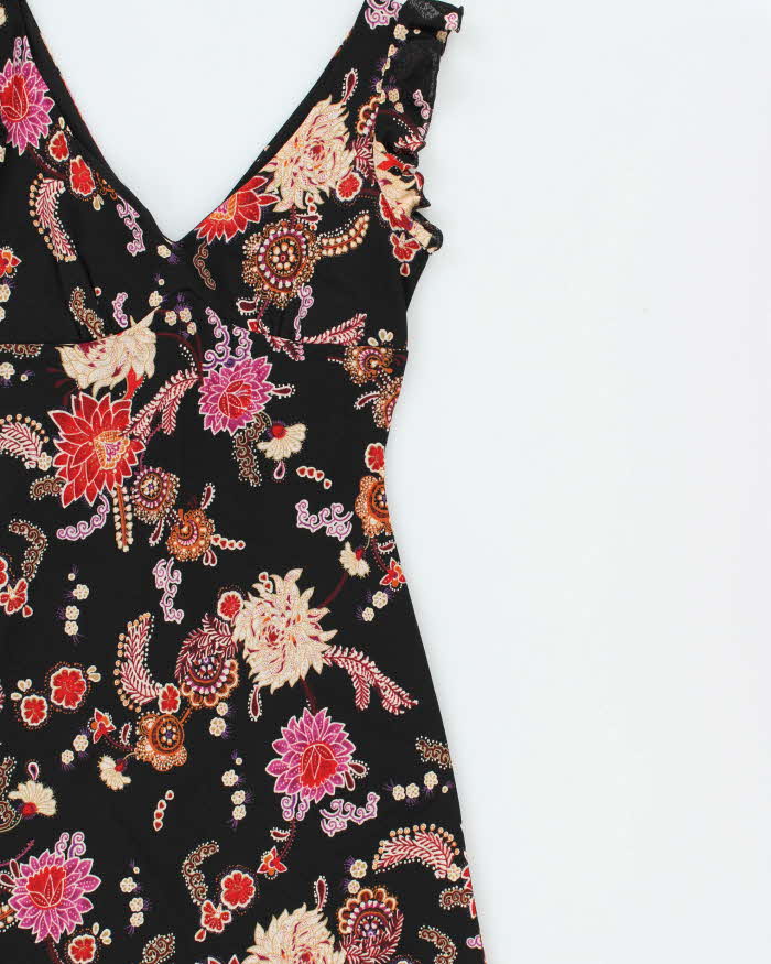 Vintage 1990s La Belle Lined Mesh Floral Dress - S