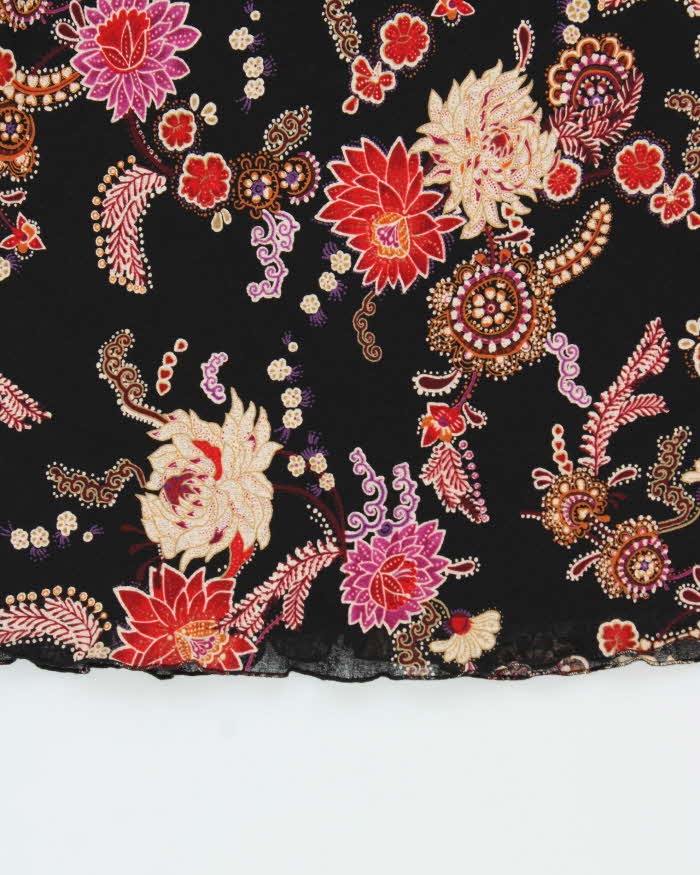 Vintage 1990s La Belle Lined Mesh Floral Dress - S
