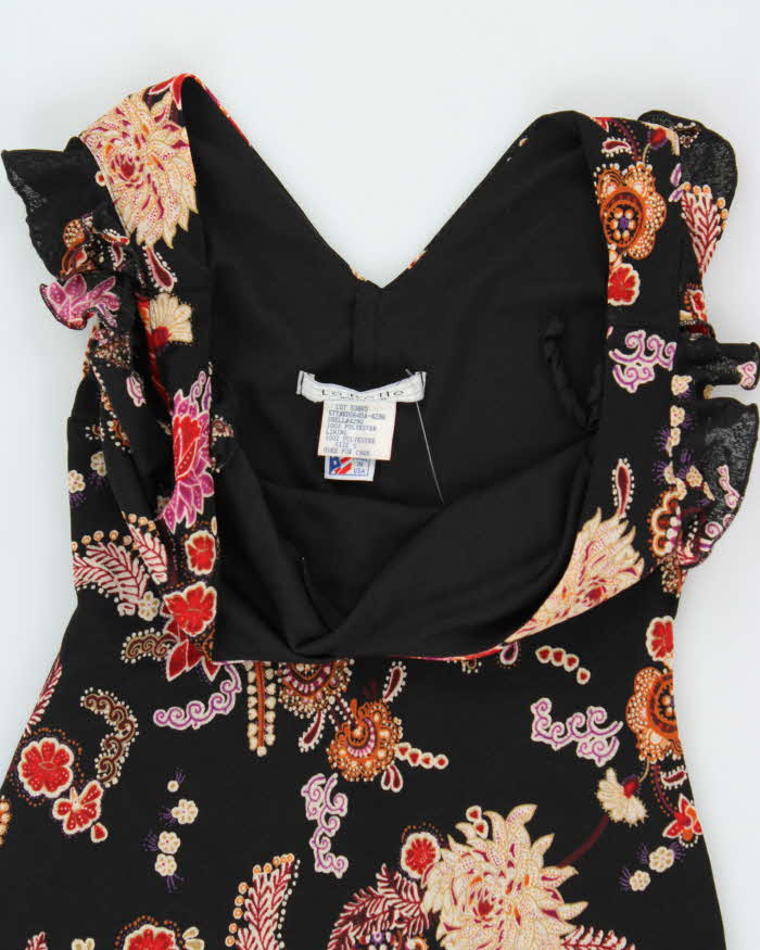 Vintage 1990s La Belle Lined Mesh Floral Dress - S