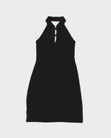 Vintage Y2k 2000s Suzy High Neck Cut-out Slinky Dress - M