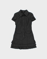 Vintage Y2k 2000s Le Chateau Button-up Drop Waist Mini Dress - S