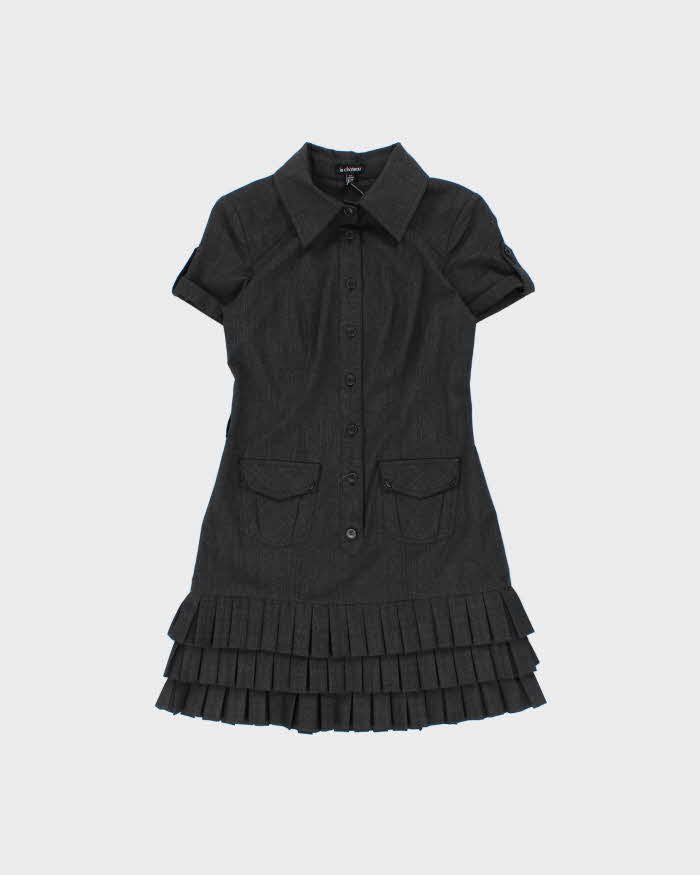 Vintage Y2k 2000s Le Chateau Button-up Drop Waist Mini Dress - S