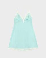 Vintage Y2k 2000s La Vie En Rose Stripe Mesh Mini Slip Dress - S