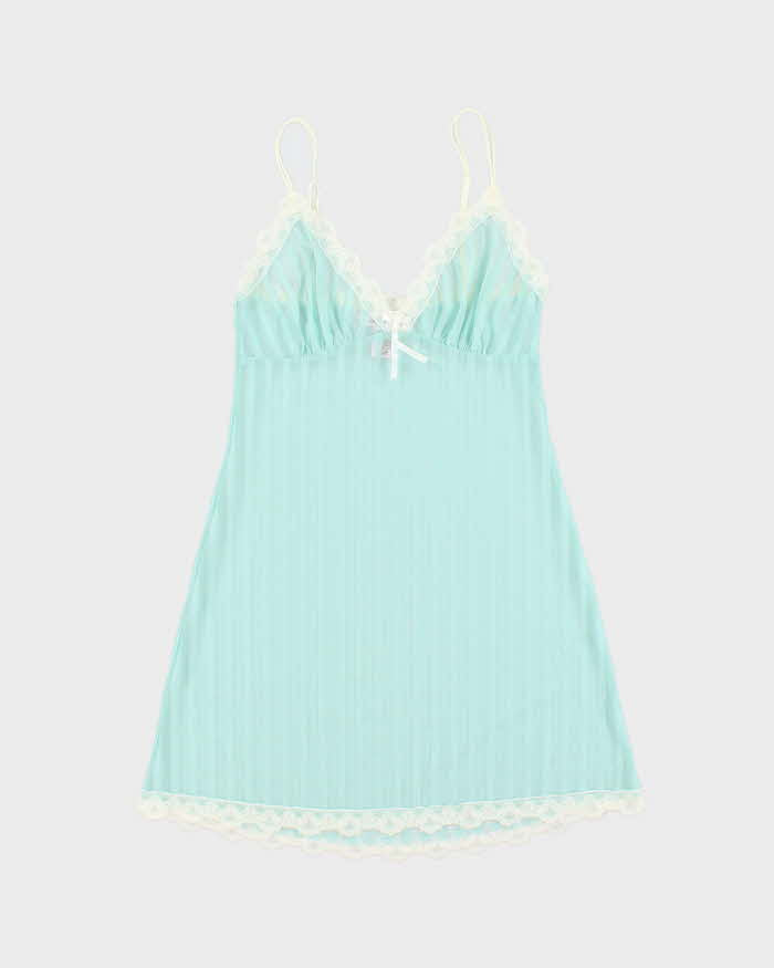 Vintage Y2k 2000s La Vie En Rose Stripe Mesh Mini Slip Dress - S