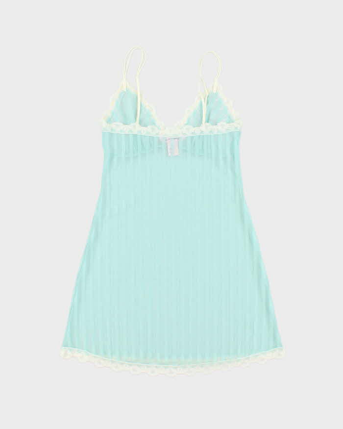 Vintage Y2k 2000s La Vie En Rose Stripe Mesh Mini Slip Dress - S