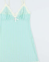 Vintage Y2k 2000s La Vie En Rose Stripe Mesh Mini Slip Dress - S