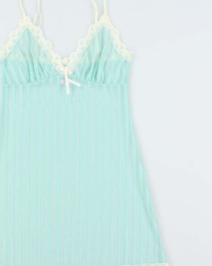 Vintage Y2k 2000s La Vie En Rose Stripe Mesh Mini Slip Dress - S