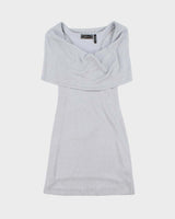 Vintage Y2k 2000s Guess Glittery Knit Draped Shoulder Mini Dress - S