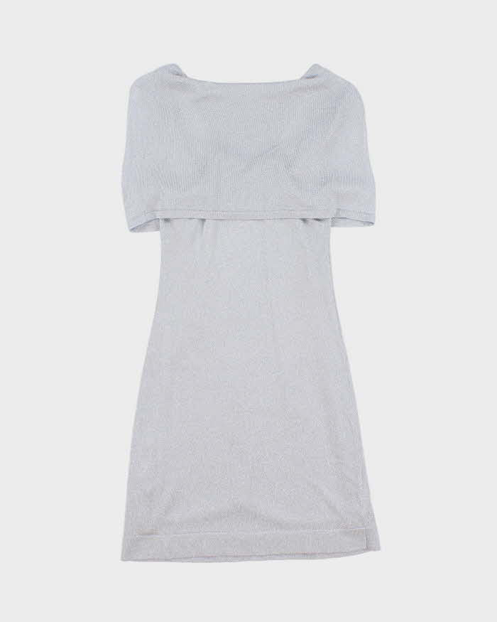 Vintage Y2k 2000s Guess Glittery Knit Draped Shoulder Mini Dress - S