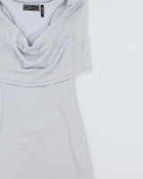 Vintage Y2k 2000s Guess Glittery Knit Draped Shoulder Mini Dress - S