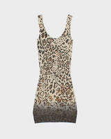 DSWT Y2k 2000s Guess By Marciano Glittery Leopard Print Knit Mini Dress - XS