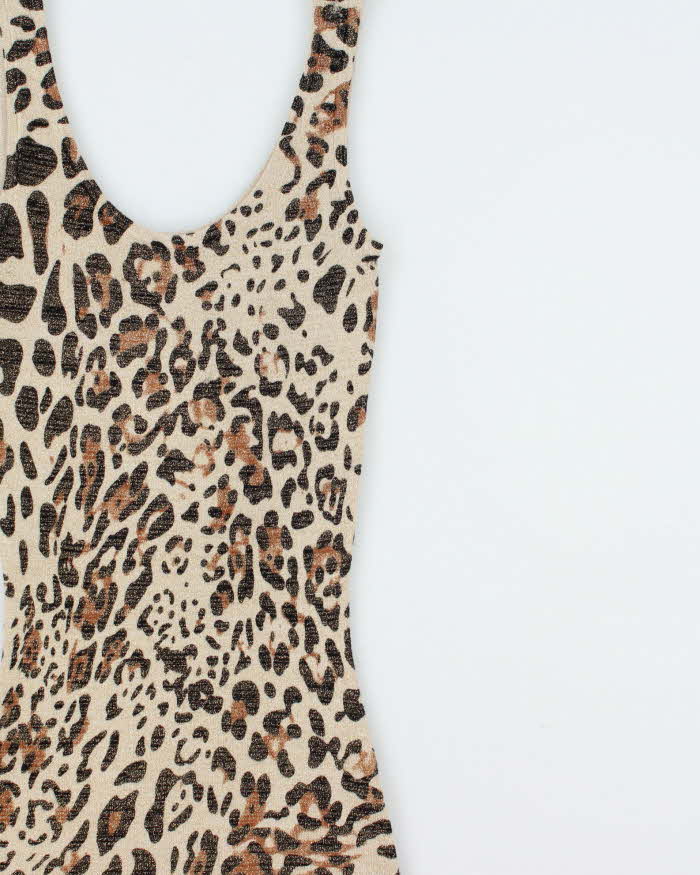 DSWT Y2k 2000s Guess By Marciano Glittery Leopard Print Knit Mini Dress - XS
