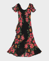 Vintage 1990s Bellessa Cowl Neck Beaded Ruffle Hem Dress - M