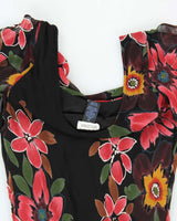 Vintage 1990s Bellessa Cowl Neck Beaded Ruffle Hem Dress - M