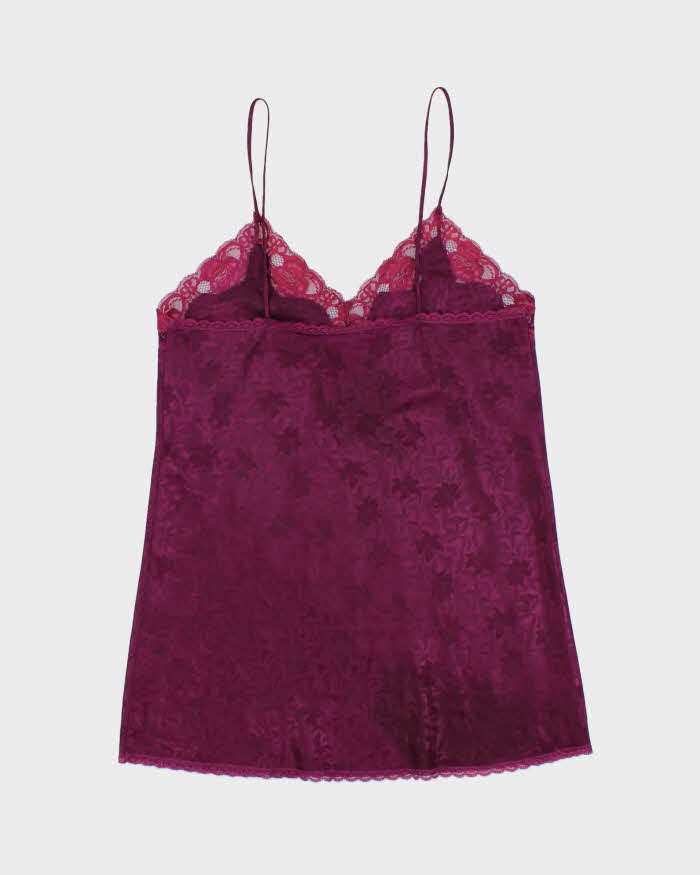 Vintage 1990s Silhouettes Floral Satin Slip Dress - M