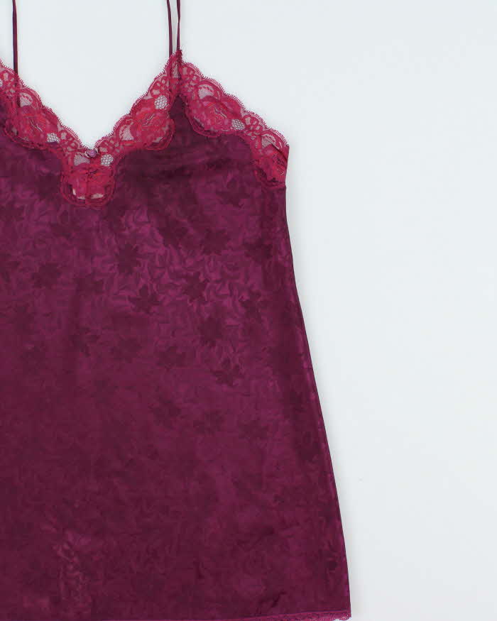 Vintage 1990s Silhouettes Floral Satin Slip Dress - M