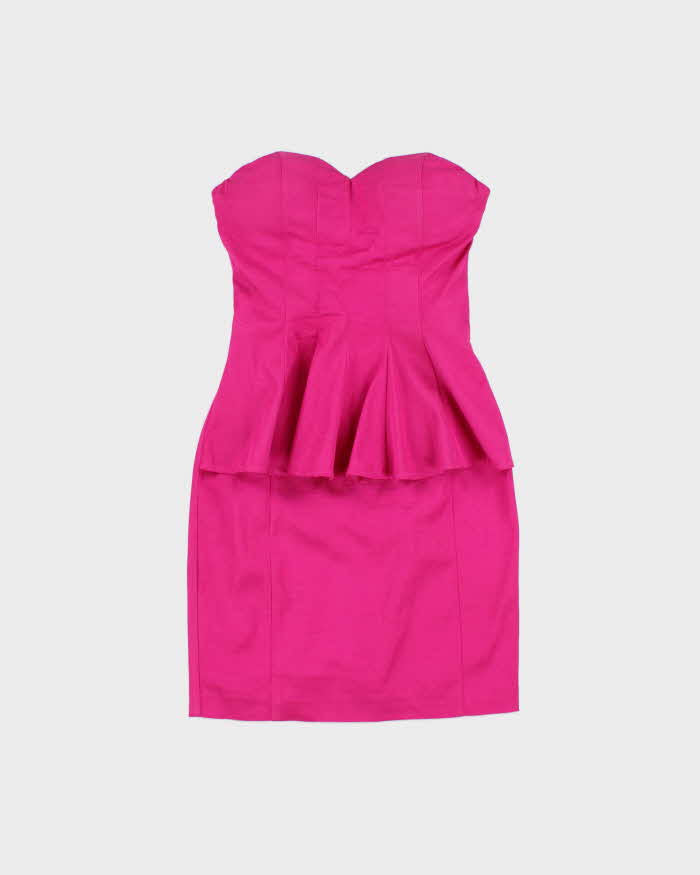 Vintage 2010s Bebe Bandeau Peplum Waist Dress - XS