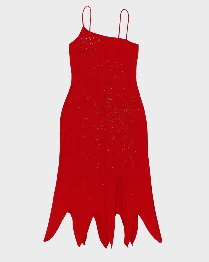 Vintage 1990s Entry Asymmetric Beaded Dress - S