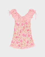 Vintage Y2k 2000s Maiden Form Floral Mesh Ruffle Hem Dress - M