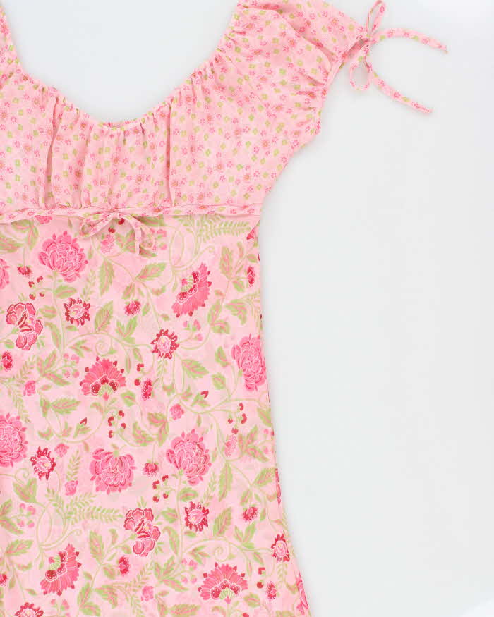 Vintage Y2k 2000s Maiden Form Floral Mesh Ruffle Hem Dress - M