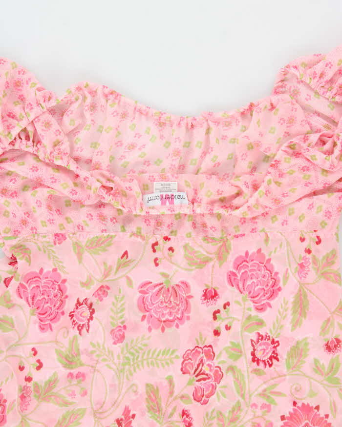 Vintage Y2k 2000s Maiden Form Floral Mesh Ruffle Hem Dress - M