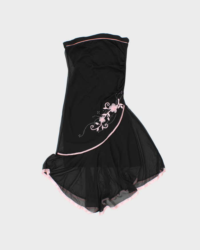 Vintage Y2k 2000s Mariposa Rhinestone Embroidered Bandeau Dress - S