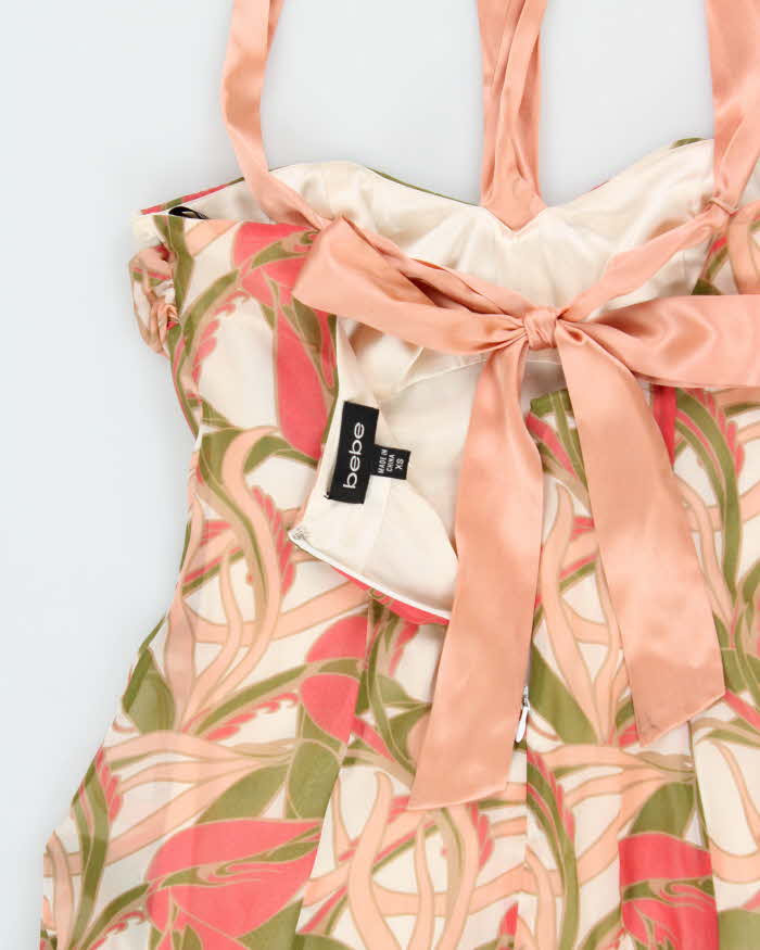 Vintage Y2k 2000s Bebe Floaty Floral Halter Dress - XL