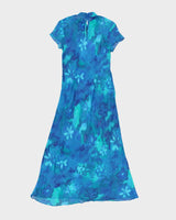 Vintage 1990s Cache Mesh High Neck Floral Maxi Dress - M