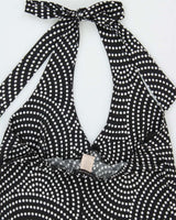 Vintage 1990s Fair Weather Polka Dot Spotty Halter Neck Dress - M
