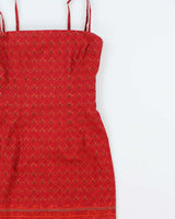 Vintage 1990s Ralph Lauren Paisley Pattern Structured Cotton Bandeau Dress - S