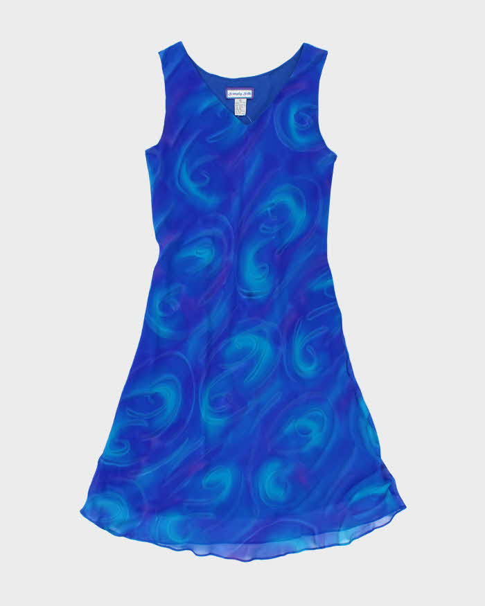 Vintage 1990s Simply Silk V Neck Floaty Silk Dress - L